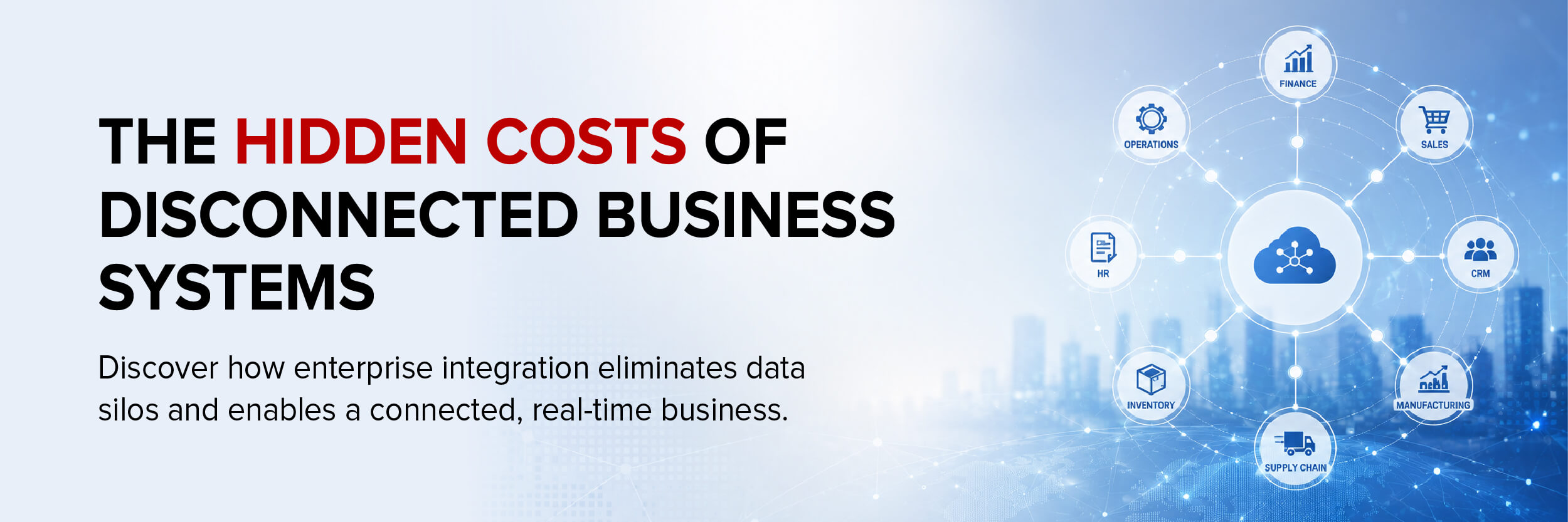 Enterprise integration dashboard connecting ERP, CRM, MES, and WMS systems with real-time data flows.